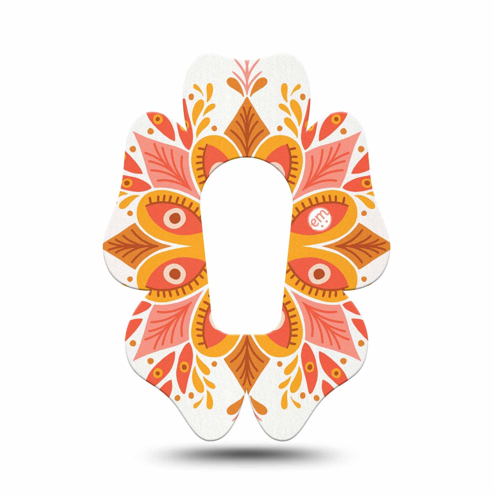 ExpressionMed Psychedelic Mandala G6 Flower Single, Cat Coq Design, Continuous Glucose Monitor Adhesive Patch Design