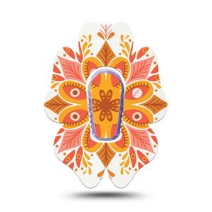 ExpressionMed Psychedelic Mandala G6 Flower Single Tape and Single Sticker, Cat Coq Design, Continuous Glucose Monitor Adhesive Patch Design