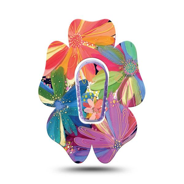 ExpressionMed Flower Song Dexcom G6 Flower Shape Single Modern Abstract art by Etta Vee Plaster Continuous Glucose Monitor Design with center sticker
