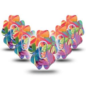 ExpressionMed Flower Song Dexcom G6 Flower Shape 5-Pack Vibrant Etta Vee Design Plaster Continuous Glucose Monitor Design with center stickers