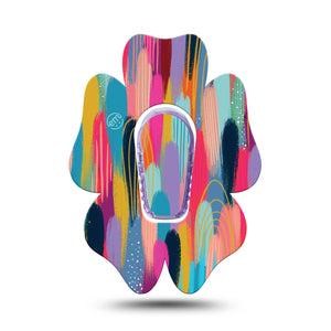 ExpressionMed Brush Strokes Dexcom G6 Flower Shape Single Vibrant Etta Vee Design Plaster Continuous Glucose Monitor Design with center sticker