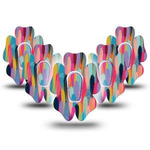 ExpressionMed Brush Strokes Dexcom G6 Flower Shape 5-Pack Digital Art by Etta Vee Plaster Continuous Glucose Monitor Design with center stickers