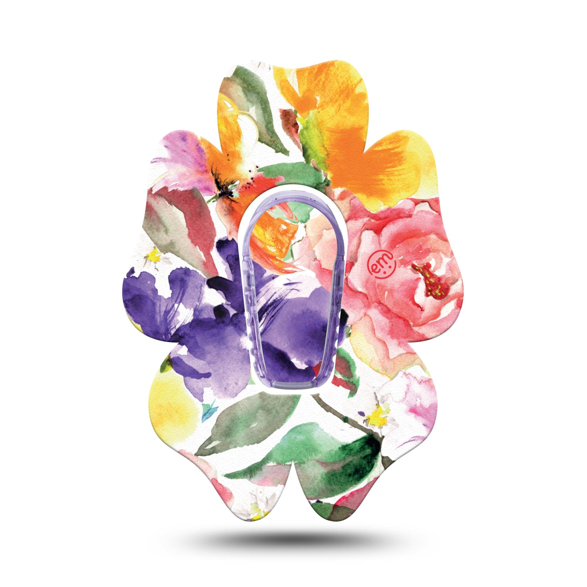 ExpressionMed Floral Art Dexcom G6 Flower Shape Single petal print, Plaster Continuous Glucose Monitor Design with center sticker