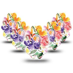 ExpressionMed Floral Art Dexcom G6 Flower Shape 5-Pack Botanical Pattern Plaster Continuous Glucose Monitor Design with center stickers