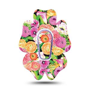 ExpressionMed Hand Painted Flowers Dexcom G6 Flower Shape Tape Single Tape + Single Sticker cute pink flowers Adhesive Patch Continuous Glucose Monitor Design