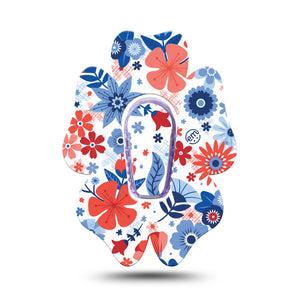 ExpressionMed July Flowers Dexcom G6 Flower Shape Tape Single Tape + Single Sticker American Theme Flowers Adhesive Patch Continuous Glucose Monitor Design