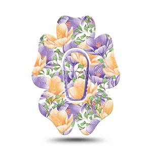 ExpressionMed Crocus Flowers Dexcom G6 Flower Shape Tape Single Tape + Single Sticker purple crocus Adhesive Patch Continuous Glucose Monitor Design