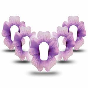 ExpressionMed Hibiscus Dexcom G6 Flower Shape Tape 5-Pack Tape Solitary Purple Lilac Hibiscus, Adhesive Patch Continuous Glucose Monitor Design