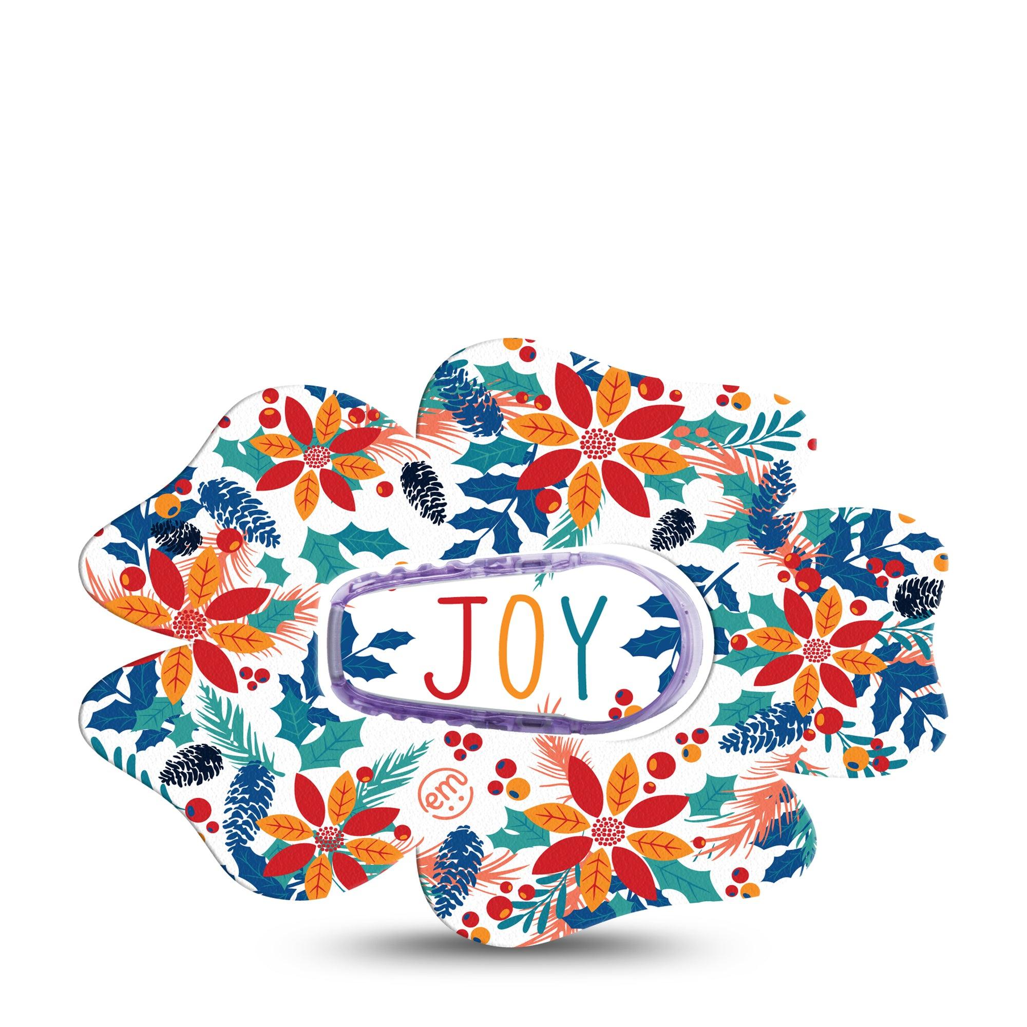 ExpressionMed Joyful Wreath Dexcom G6 Flower Shape Tape Single Tape and Single Sticker Gleeful Garland Wreath, Adhesive Patch Continuous Glucose Monitor Design