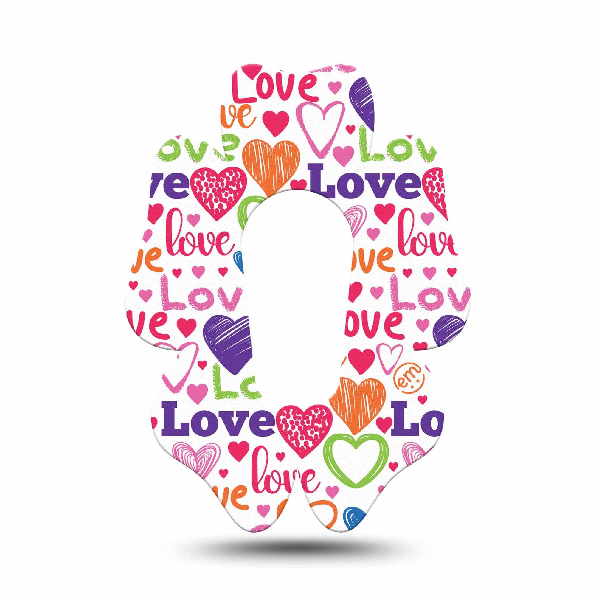 ExpressionMed Abundance of Love Dexcom G6 Flower Shape Tape Single Tape Crayon Drawn Valentine's Day Card Inspired, Adhesive Patch Continuous Glucose Monitor Design