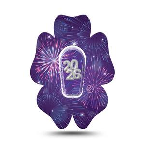 ExpressionMed New Years Celebration Dexcom G6 Flower Shape Tape Single Tape and Single Sticker New Year Festive, Adhesive Patch Continuous Glucose Monitor Design