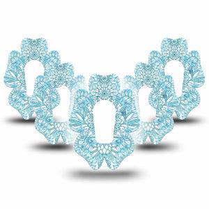 ExpressionMed Aqua Floral Dexcom G6 Flower Shape Tape 5-Pack Tape Oceanic Flowers Adhesive Patch Continuous Glucose Monitor Design