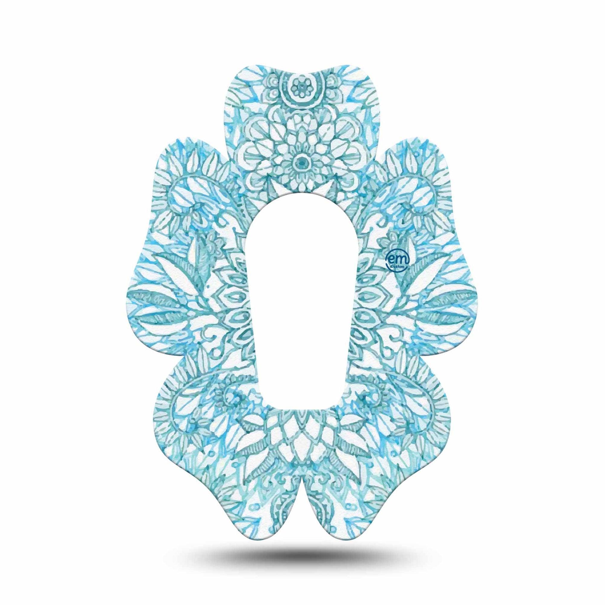 ExpressionMed Aqua Floral Dexcom G6 Flower Shape Tape Single Tape Pastel Petals Adhesive Patch Continuous Glucose Monitor Design