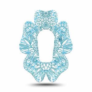 ExpressionMed Aqua Floral Dexcom G6 Flower Shape Tape Single Tape Pastel Petals Adhesive Patch Continuous Glucose Monitor Design