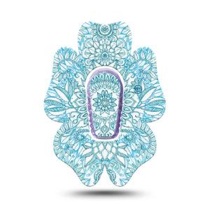 ExpressionMed Aqua Floral Dexcom G6 Flower Shape Tape Single Tape and Single Sticker Floral Pattern Adhesive Patch Continuous Glucose Monitor Design