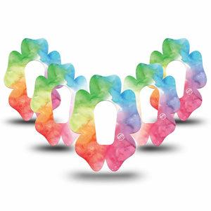 ExpressionMed Rainbow Clouds Flower Dexcom G6 Tape, 5-Pack, Mixed Color Clouds Themed, CGM Plaster Patch Design