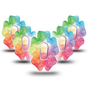 ExpressionMed Rainbow Clouds Flower Dexcom G6 Tape, 5-Pack Tapes and Stickers, Mixed Color Clouds Themed, CGM Plaster Patch Design