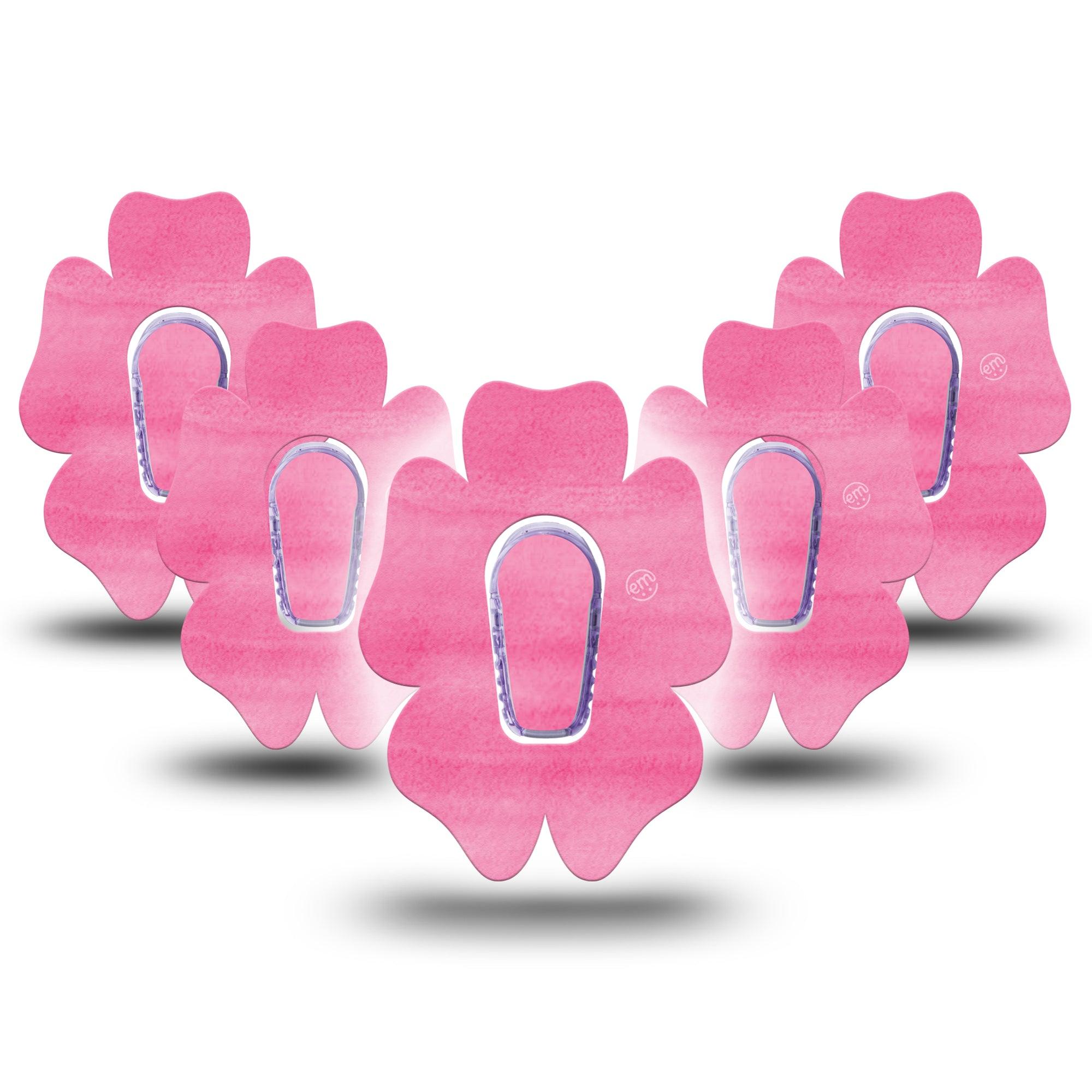 ExpressionMed Pink Horizon Flower Dexcom G6 Tape, 5-Pack Sticker and Tape, Stroked Paint Themed, CGM Adhesive Patch Design