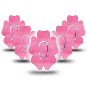 ExpressionMed Pink Horizon Flower Dexcom G6 Tape, 5-Pack Sticker and Tape, Stroked Paint Themed, CGM Adhesive Patch Design