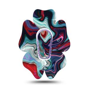 ExpressionMed Moody Marble Dexcom G6 Flower Shape Tape Single Tape Dramatic Pattern Adhesive Patch Continuous Glucose Monitor Design with center sticker