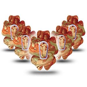 ExpressionMed Rustic Marble Dexcom G6 Flower Shape Tape 5-Pack Distressed Surface Adhesive Patch Continuous Glucose Monitor Design with center stickers