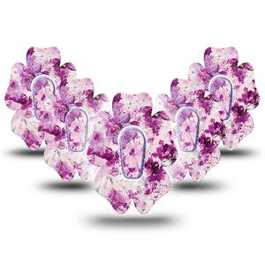 ExpressionMed Violet Orchids Flower Dexcom G6 Tape, 5-Pack, Orchids Floweret Themed, CGM Plaster Patch Design with center stickers