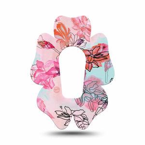 ExpressionMed Whimsical Blossoms Flower Dexcom G6 Tape, Single, Fanciful Florals Inspired, CGM Adhesive Patch Design
