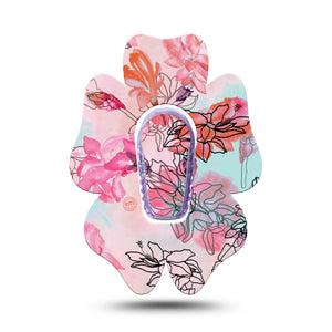 ExpressionMed Whimsical Blossoms Flower Dexcom G6 Tape, Single Tape and Stikcer, Fanciful Florals Inspired, CGM Adhesive Patch Design