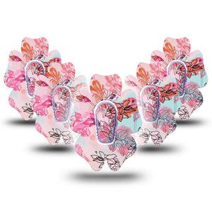 ExpressionMed Whimsical Blossoms Flower Dexcom G6 Tape 5-Pack Sticker and 5-Pack Tape