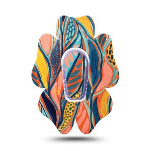 ExpressionMed Twisted Seaweed Flower Dexcom G6 Tape, Single, Colorful Seaplants Themed, CGM Overlay Patch Design with center sticker