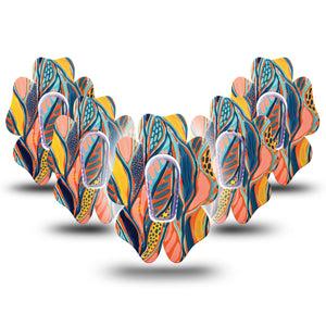 ExpressionMed Twisted Seaweed Flower Dexcom G6 Tape, 5-Pack, Fanciful Sea Algae Inspired, CGM Overlay Patch Design with center stickers