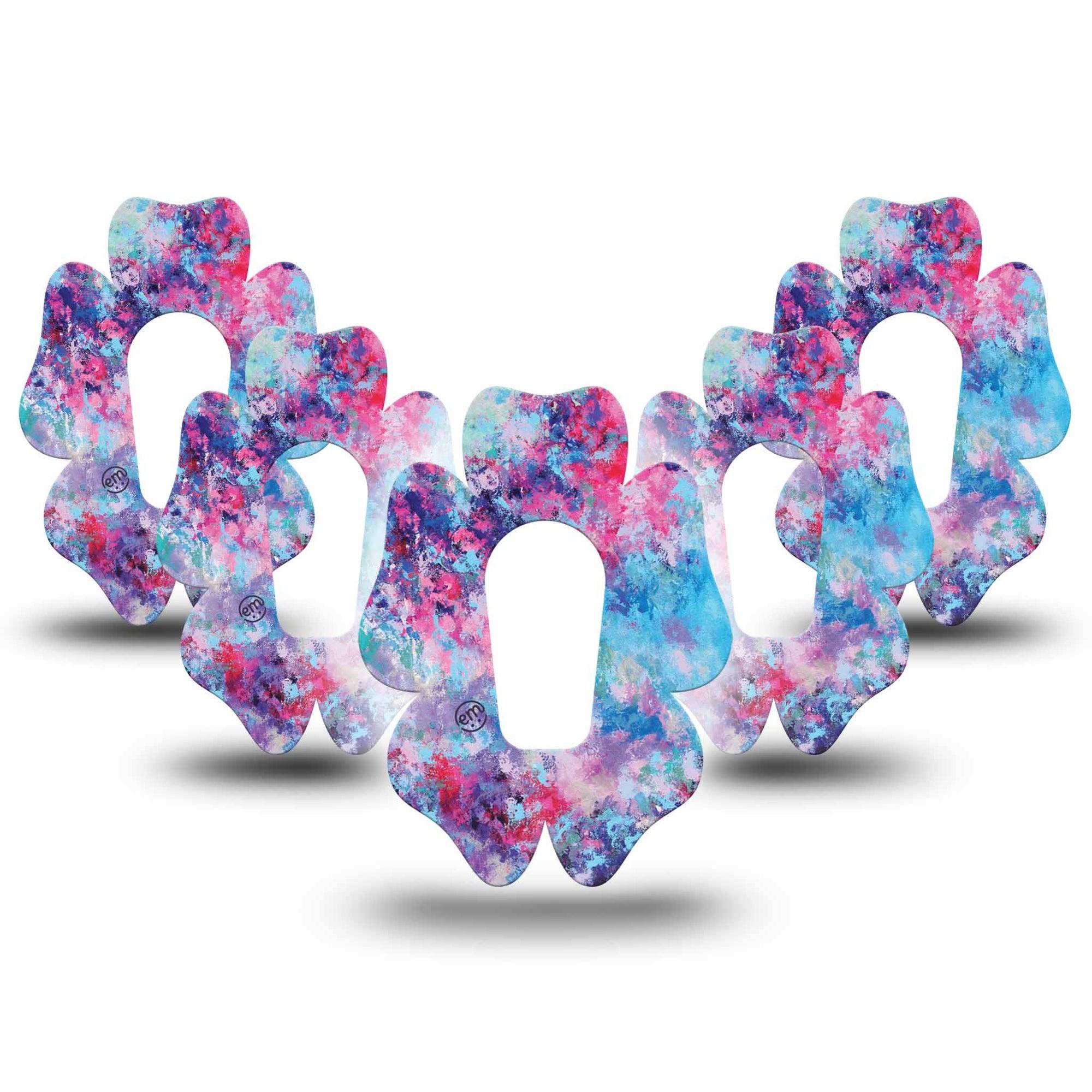 Ascendant, The Rise Flower Dexcom G7 Tape, 5-Pack, Color Paint Splash Themed, CGM Adhesive Patch Design