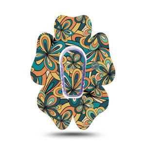 ExpressionMed 70s Vintage Dexcom G6 Flower Shape Tape Single Iconic Retro Adhesive Patch Continuous Glucose Monitor Design with center sticker