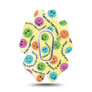 ExpressionMed Smiley Dexcom G6 Flower Shape Tape Single Tape Happy Emoji Adhesive Patch Continuous Glucose Monitor Design with center sticker