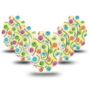 ExpressionMed Smiley Dexcom G6 Flower Shape Tape 5-Pack Smiling Character Adhesive Patch Continuous Glucose Monitor Design with center stickers