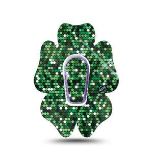 ExpressionMed Green Glam Dexcom G6 Flower Shape Tape Single Tape and Single Sticker Green Glamour Adhesive Patch Continuous Glucose Monitor Design