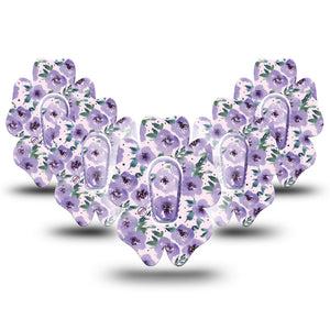 ExpressionMed Flowering Amethyst Dexcom G6 Flower Shape 5-Pack Purple Blooms Plaster Continuous Glucose Monitor Design with center stickers