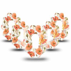 ExpressionMed Peachy Blooms Flower Dexcom G6 Tape, 5-Pack, Wild Flowers Themed, CGM Plaster Patch Design