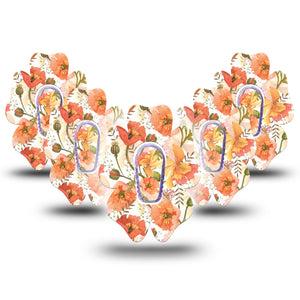 ExpressionMed Peachy Blooms Flower Dexcom G6 Tape, 5-Pack Sticker and Tape, Wild Flowers Themed, CGM Plaster Patch Design