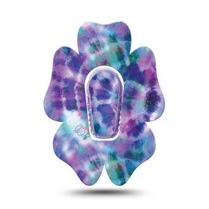 ExpressionMed Purple Tie Dye Flower Dexcom G6 Tape, Single Tape and Single Sticker, Summer Tie Dye Vibes Themed, Adhesive Patch Design