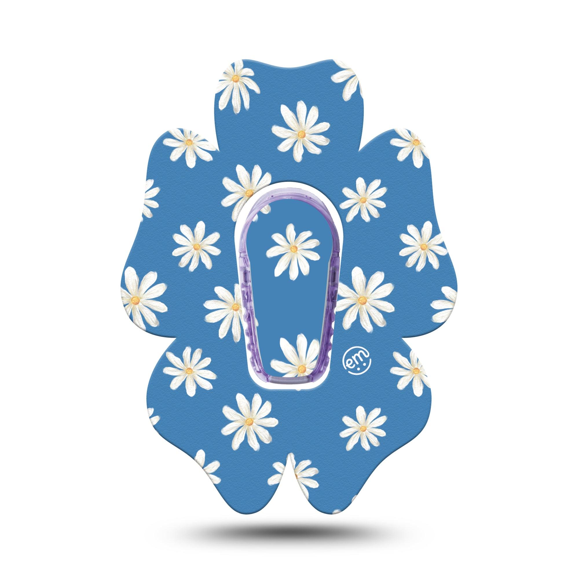 ExpressionMed Painted Daisies Dexcom G6 Flower Shape Tape Single Tape and Single Sticker Calming Florals, Adhesive Patch Continuous Glucose Monitor Design