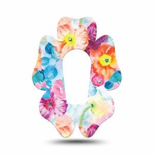 ExpressionMed Watercolor Poppies Dexcom G6 Flower Shape Single Floral Reverie Plaster Continuous Glucose Monitor Design