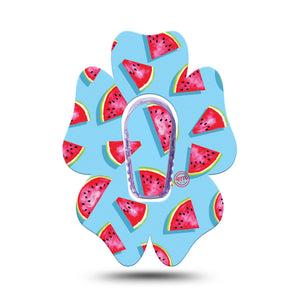 ExpressionMed Watermelon Slices Dexcom G6 Flower Shape Tape Single Tape Juicy Wedges Adhesive Patch Continuous Glucose Monitor Design with center sticker