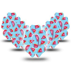 ExpressionMed Watermelon Slices Dexcom G6 Flower Shape Tape 5-Pack Red Juicy Adhesive Patch Continuous Glucose Monitor Design with center stickers