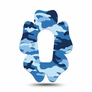 ExpressionMed Blue Camo Dexcom G6 Flower Shape Tape Single Tape Urban Camo Adhesive Patch Continuous Glucose Monitor Design