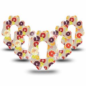 ExpressionMed Citrus Slices Flower Dexcom G6 Tape, 5-Pack, Citrus Sliced Fruits Themed, CGM Overlay Patch Design