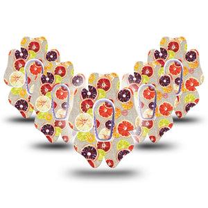 ExpressionMed Citrus Slices Flower Dexcom G6 Tape, 5-Pack Tape and 5-Pack Sticker, Citrus Sliced Fruits Themed, CGM Overlay Patch Design