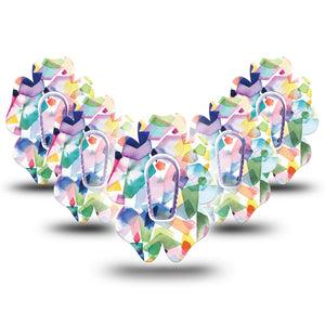 ExpressionMed Kaleidoscope Dexcom G6 Flower Shape 5-Pack Tapes and 5-Pack Stickers Rainbow Shapes Plaster Continuous Glucose Monitor Design 