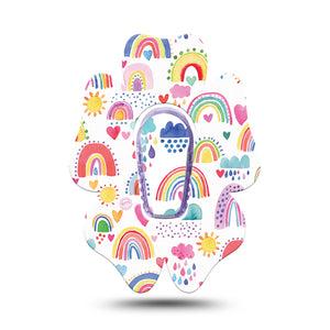 ExpressionMed Rainbows Of Hope Flower Dexcom G6 Tape, Single, Colorful Kids Artwork Inspired, CGM Overlay Patch Design with center sticker