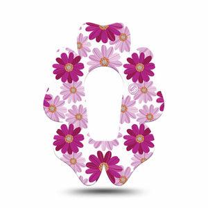ExpressionMed Brilliant Daisies Dexcom G6 Flower Tape, Single, Purple and Lilac Flowers, CGM Adhesive Patch Design